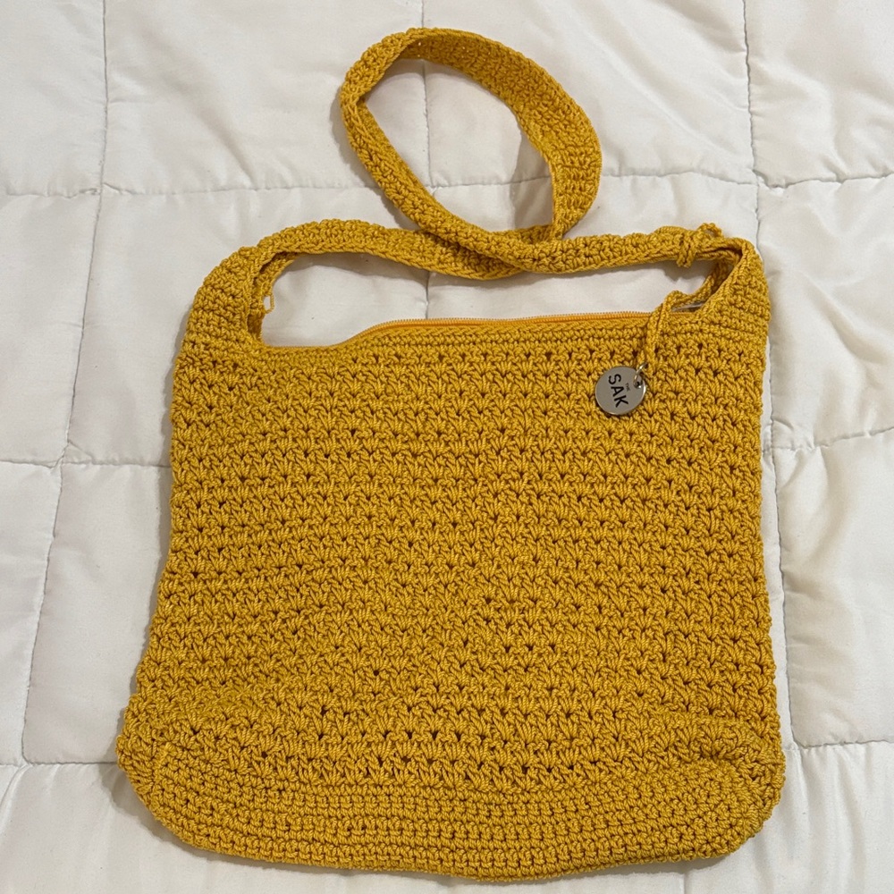 The Sak Mustard Crochet Shoulder Bag
